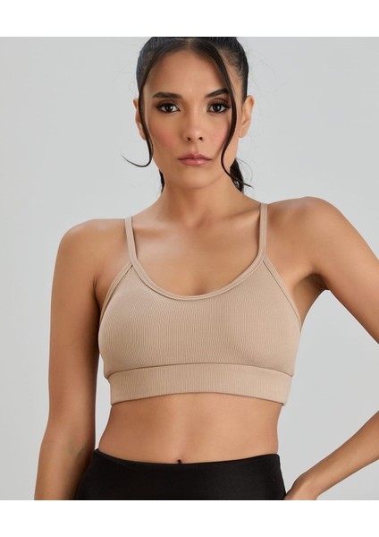 Aurafit Fitilli U Yaka Ip Askılı Basic Büstiyer/croptop - 9027