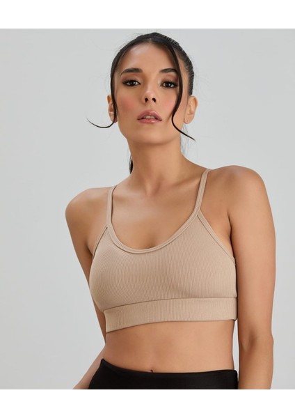 Aurafit Fitilli U Yaka Ip Askılı Basic Büstiyer/croptop - 9027