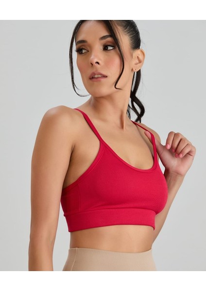 Aurafit Fitilli U Yaka Ip Askılı Basic Büstiyer/croptop - 9027