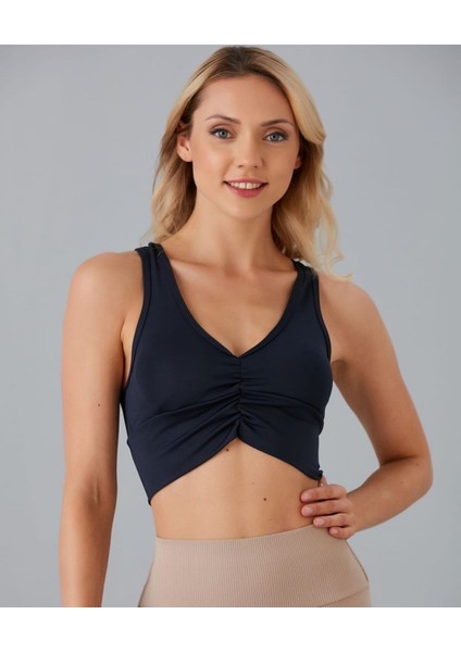 Intive Lingerie Aurafit Kadın Önü Büzgülü Arkası Çapraz Kaplı Croptop/büstiyer