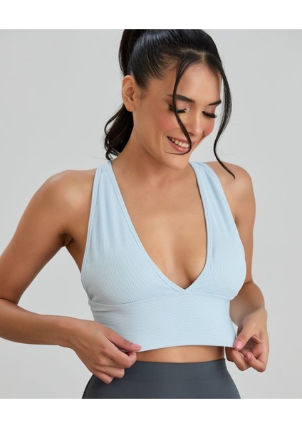 Aurafit Fitilli Arkası Çapraz Derin Dekolte Spor SÜTYENI/BÜSTIYER-9036