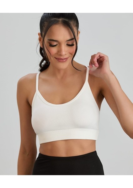 Aurafit Fitilli U Yaka Ip Askılı Basic Büstiyer/croptop - 9027