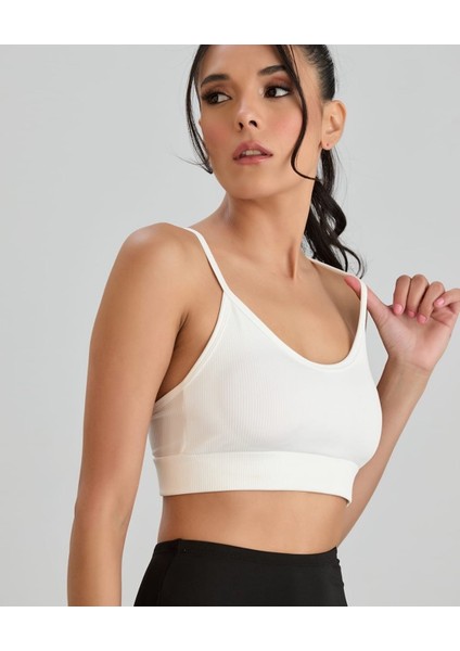 Aurafit Fitilli U Yaka Ip Askılı Basic Büstiyer/croptop - 9027