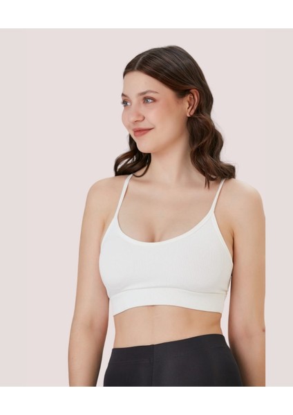 Aurafit Fitilli U Yaka Ip Askılı Basic Büstiyer/croptop - 9027