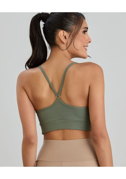 Aurafit Fitilli U Yaka Ip Askılı Basic Büstiyer/croptop - 9027