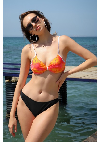 Kadın Yarım Destekli Alt Üst Bikini Takım Turuncu 35012