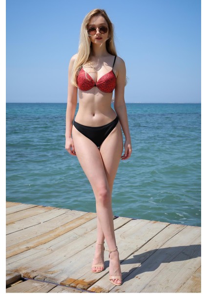 Kadın Yarım Destekli Alt Üst Bikini Takım Kırmızı 35013