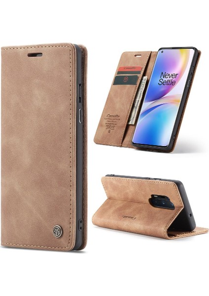 Oneplus 8 Için Flip Case Pro Flip Folio Kitap Kılıf Kart Yuvası Kickstand Pu (Yurt Dışından)