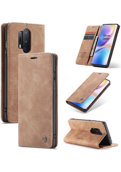 Oneplus 8 Için Flip Case Pro Flip Folio Kitap Kılıf Kart Yuvası Kickstand Pu (Yurt Dışından)