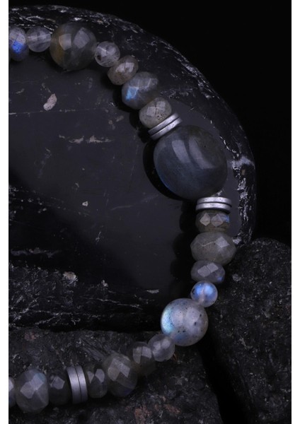 Labradorit-Hematit Doğal Taş Tasarım Bileklik modelleri