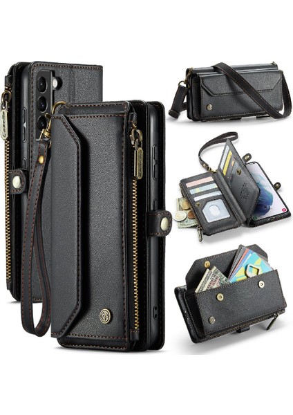 Samsung Galaxy S21 Artı Fermuar Faturaları Yuvası Için Crossbody Durumda Rfid Engelleme (Yurt Dışından)