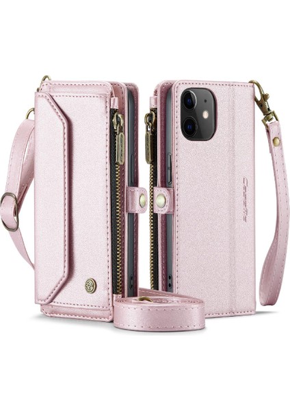 Iphone 12 Için Crossbody Durumda Mini Rfid Engelleme Durumda Cüzdan Cüzdan Durumda (Yurt Dışından)