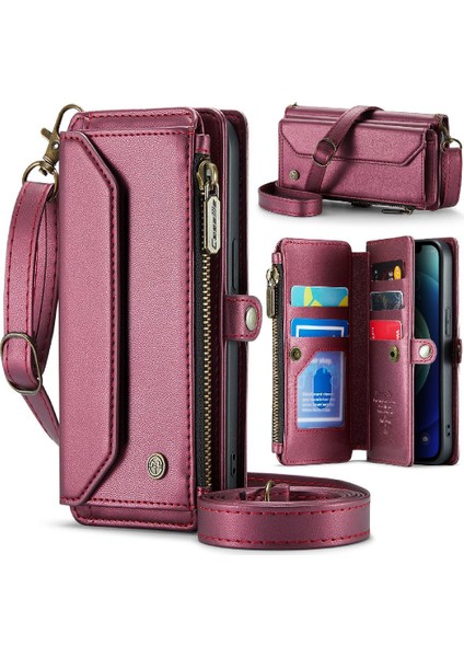 Iphone 12 Için Crossbody Durumda Mini Rfid Engelleme Durumda Cüzdan Cüzdan Durumda (Yurt Dışından)