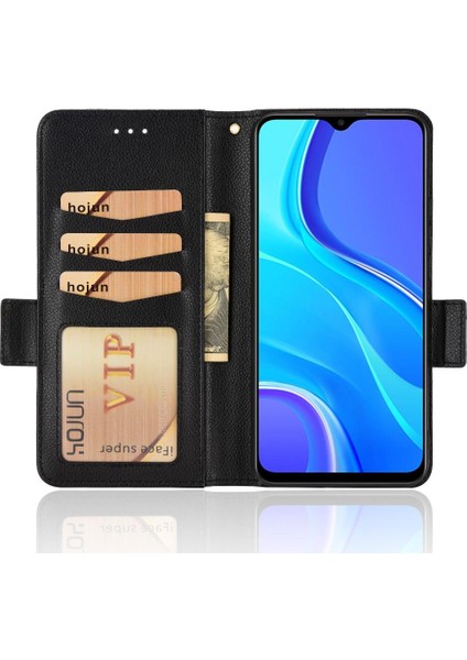 Xiaomi Redmi 9 Için Kılıf Cüzdan Yan Toka Kart Yuvaları Tutucu Pu Deri (Yurt Dışından)