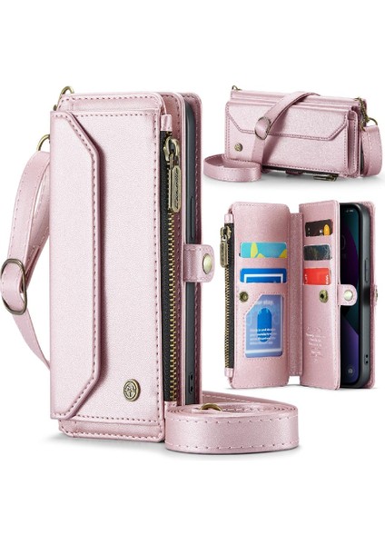 Kadınlar Için Crossbody Durumda iphone 14 Artı Cüzdan Durumda Cüzdan Fermuar (Yurt Dışından)