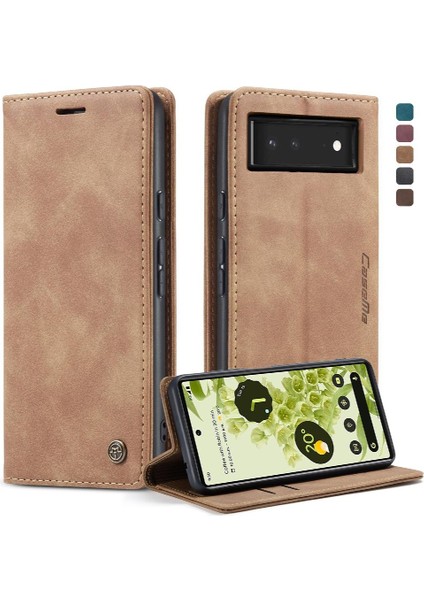 Google Piksel 6 Vintage Pu Deri Cüzdan Kılıf Için Flip Case Kart Yuvası Flip (Yurt Dışından)