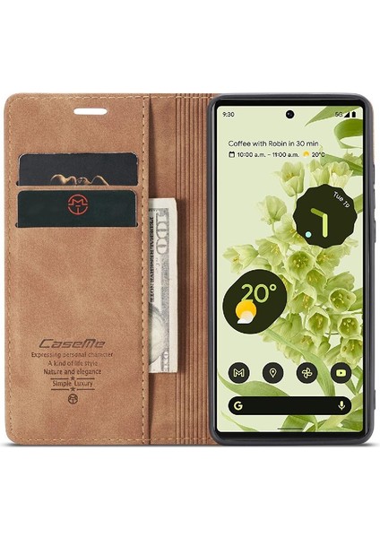 Google Piksel 6 Vintage Pu Deri Cüzdan Kılıf Için Flip Case Kart Yuvası Flip (Yurt Dışından)