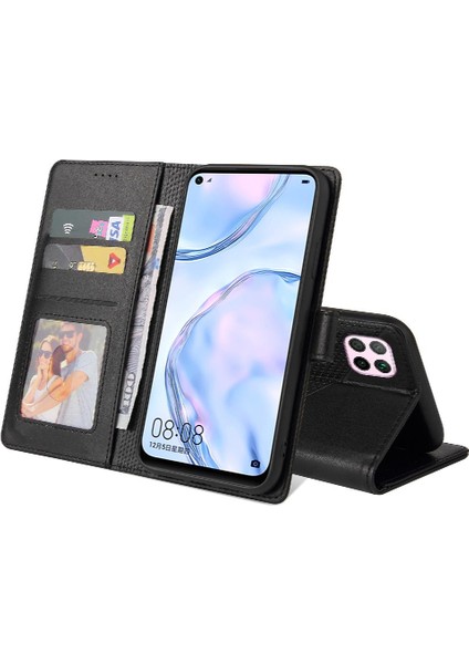 Huawei P40 Lite Darbeye Üç Kart Yuvaları Premium Deri Için Flip Case (Yurt Dışından)