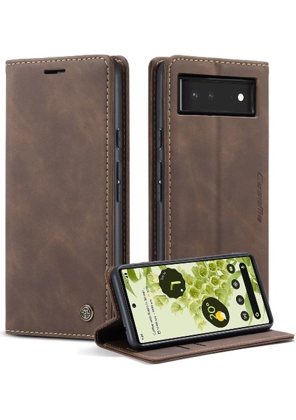 Google Piksel 6 Vintage Pu Deri Cüzdan Kılıf Için Flip Case Kart Yuvası Flip (Yurt Dışından)