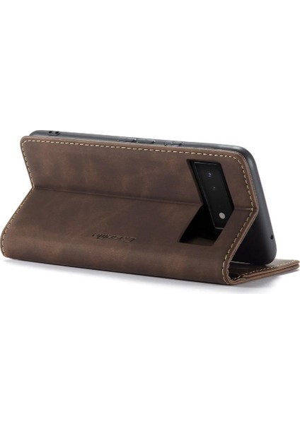 Google Piksel 6 Vintage Pu Deri Cüzdan Kılıf Için Flip Case Kart Yuvası Flip (Yurt Dışından)