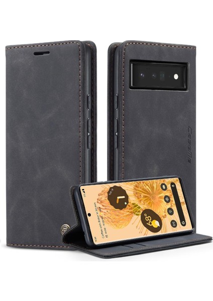 Google Piksel 6 Pro Manyetik Kapatma Darbeye Dayanıklı Vintage Pu Için Flip Case (Yurt Dışından)