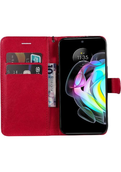 Mays Shop Motorola Kenar 20 Klasik Düz Renk Için Flip Case Kart Yuvası ile Yüksek (Yurt Dışından)