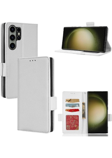 Samsung Galaxy S23 Ultra Kart Yuvaları Tutucu Cüzdan Yan Toka Pu (Yurt Dışından)