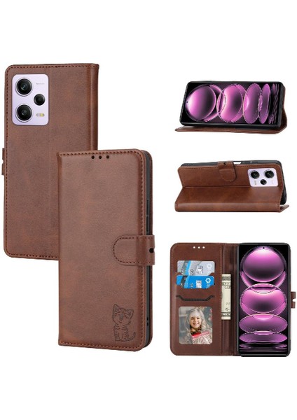 Cüzdan Kılıf Için Xiaomi Poco X5 Kabartmalı Manyetik Kapatma Kickstand Tüm (Yurt Dışından)
