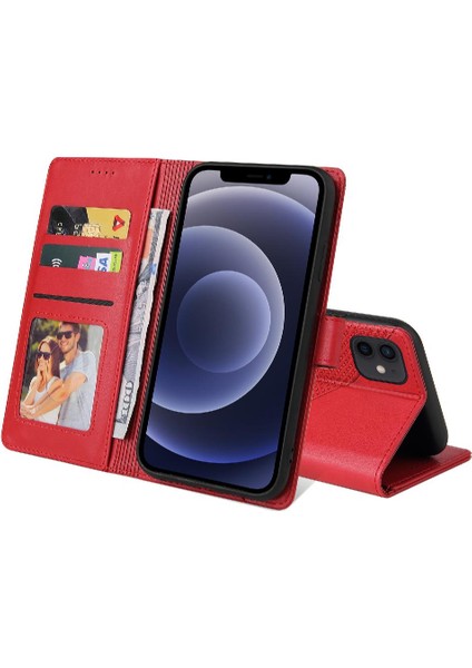 Iphone 12 Mini Üç Kart Yuvaları Kickstand Premium Deri Için Flip Case (Yurt Dışından)
