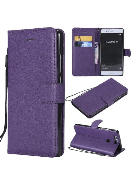 Huawei P9 Klasik Düz Renk Yüksek Kaliteli Deri Iş Için Flip Case (Yurt Dışından)