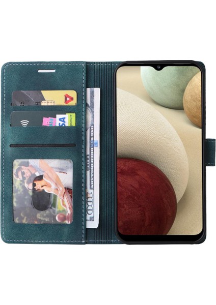 Samsung Galaxy A12 Için Flip Case Basit Iş Cüzdan Darbeye Vaka (Yurt Dışından)