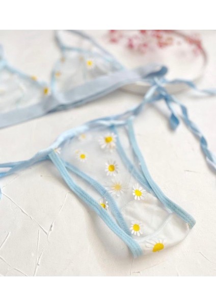 Kadın Lila Papatya Desenli Bralet Takımı