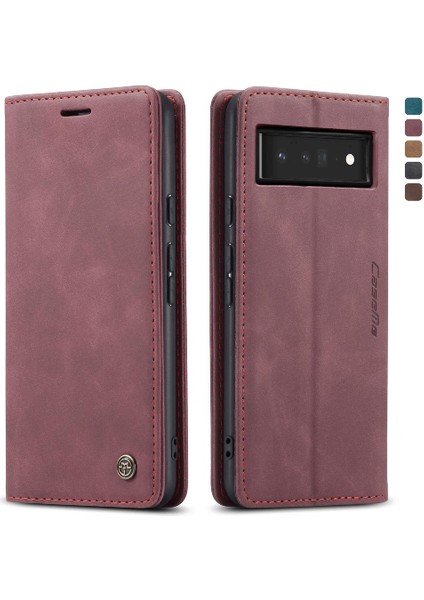 Google Piksel 6 Pro Manyetik Kapatma Darbeye Dayanıklı Vintage Pu Için Flip Case (Yurt Dışından)