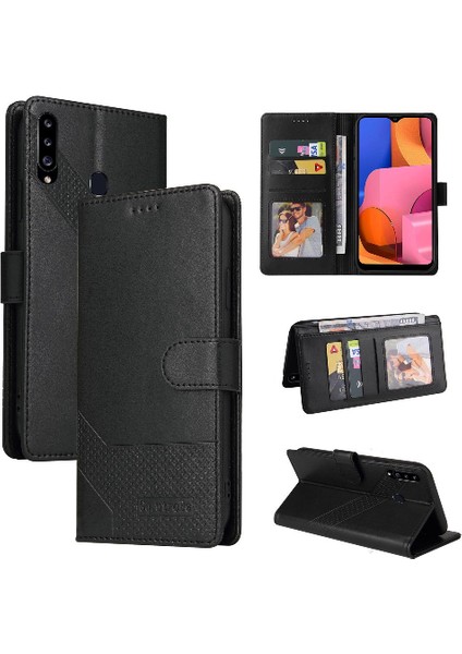 Mays Shop Samsung Galaxy A20S Premium Deri Kickstand Üç Kart 4 Için Flip Case (Yurt Dışından)