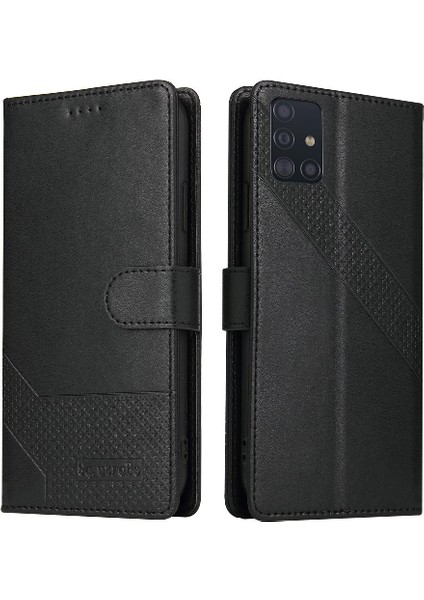 Samsung Galaxy A51 Kickstand Premium Deri 4 Köşe Için Flip Case (Yurt Dışından)