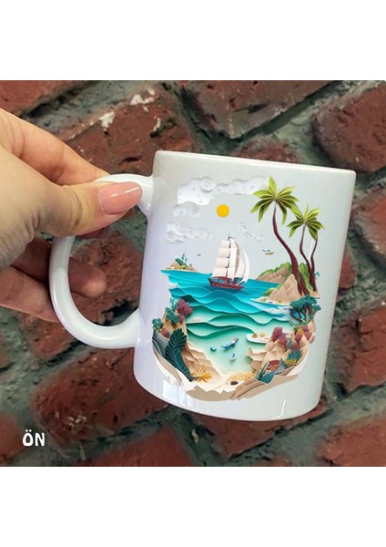 Size Özel Deniz Manzaralı Seramik Baskılı Kupa Bardaklar