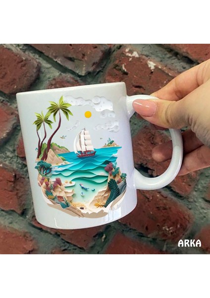 Size Özel Deniz Manzaralı Seramik Baskılı Kupa Bardaklar fiyatları
