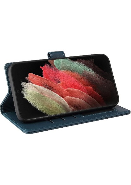 Samsung Galaxy S21 Ultra Premium Deri Kickstand Üç Için Flip Case (Yurt Dışından) fırsatları