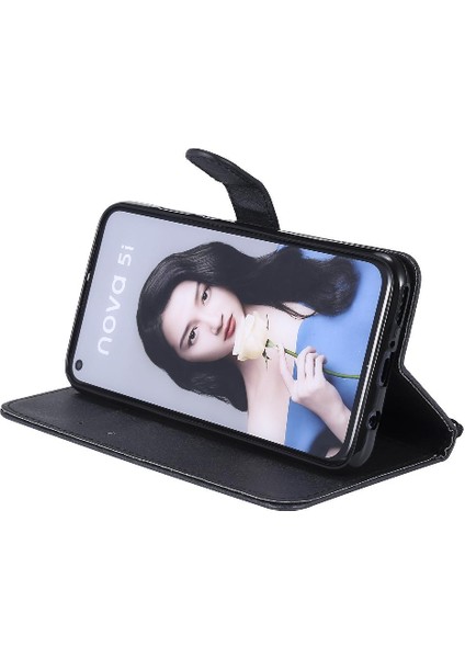 Mays Shop Kart Yuvası ile Huawei Nova 5i Için Flip Case Iş Cüzdan Telefon Kılıfı (Yurt Dışından)