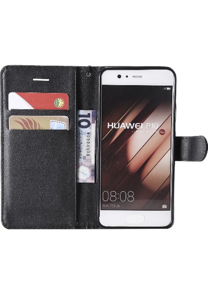 Kart Yuvası Klasik Katı ile Huawei P10 Yüksek Kaliteli Deri Için Flip Case (Yurt Dışından)