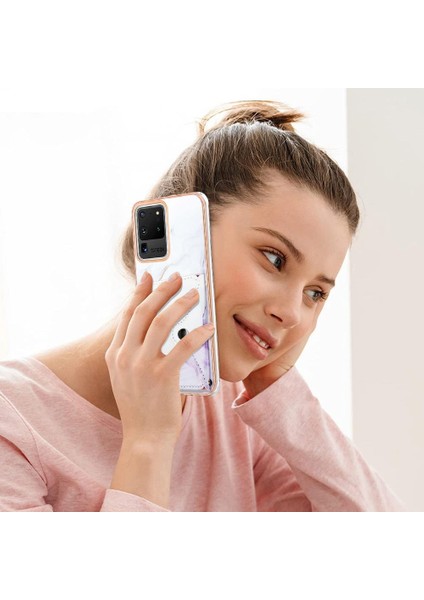 Samsung Galaxy S20 Ultra Mermer Yumuşak Tpu Tampon Ince Cüzdan Kartı (Yurt Dışından)