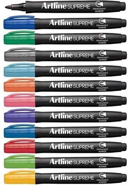 Supreme Permanent Markör 12 Renkli Set