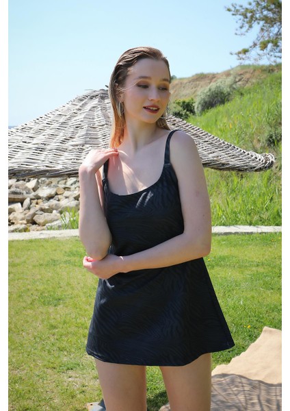 Kadın Şortlu Tankini Elbise Mayo Füme 36001 fırsatları