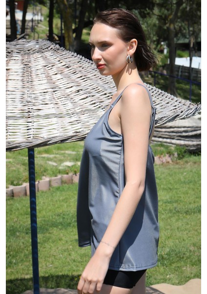 Kadın Şortlu Tankini Elbise Mayo Gri 36001 fiyatları