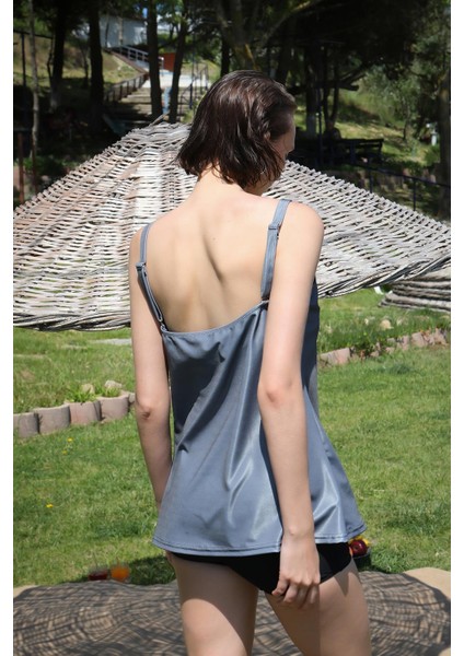 Kadın Şortlu Tankini Elbise Mayo Gri 36001 indirimleri
