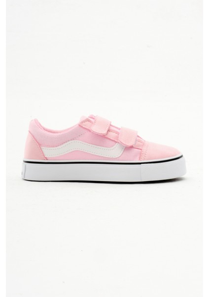 Çocuk Unisex Pembe Kauçuk Taban Keten Cırtlı Spor Ayakkabı