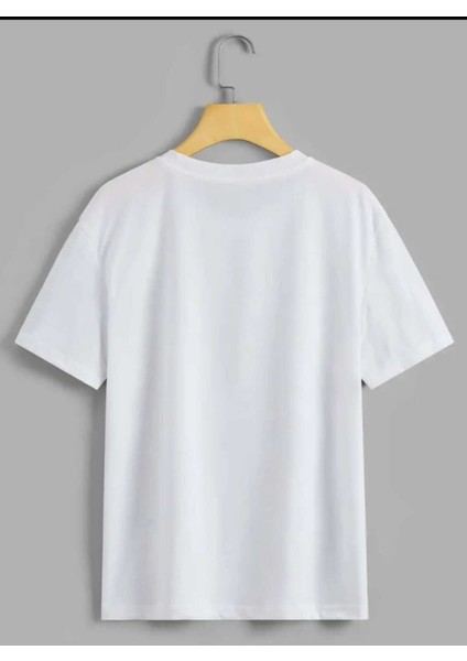 Kadın Hands Off! It's Fine Baskılı Bisiklet Yaka Salaş Oversize Boyfriend T-Shirt