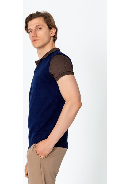 Erkek V Yaka Süveter Rahat Regular Fit Kolsuz Kazak fiyatları