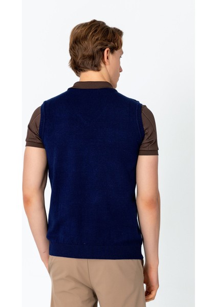 Erkek V Yaka Süveter Rahat Regular Fit Kolsuz Kazak modelleri