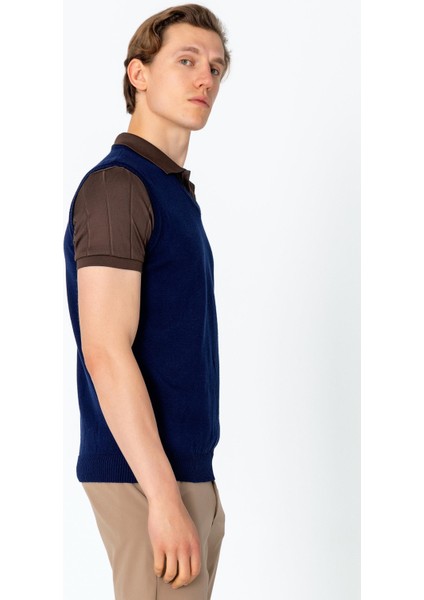 Erkek V Yaka Süveter Rahat Regular Fit Kolsuz Kazak fırsatları